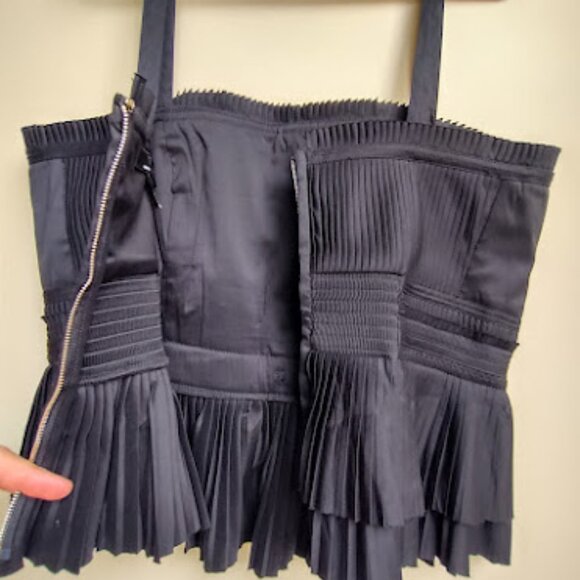 WHITE HOUSE BLACK MARKET Ruffle Poplin Peplum Bustier Babydoll CroppedTop 14 - Picture 5 of 15